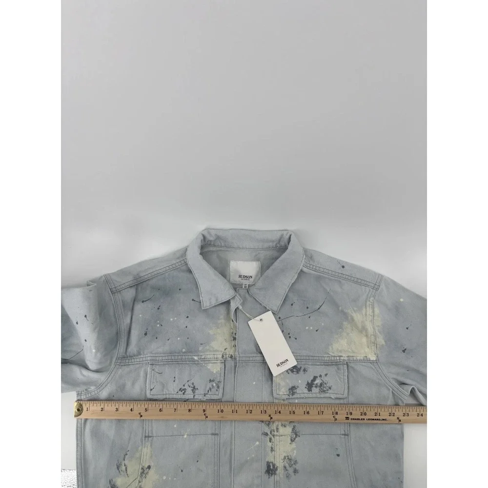 NWT Hudson Denim Trucker Jacket Sz S Streetwear Paint Splatter MSRP $395